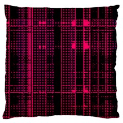 Pink Black Punk Plaid Large Flano Cushion Case (two Sides) by SpinnyChairDesigns