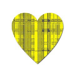 Black Yellow Punk Plaid Heart Magnet by SpinnyChairDesigns