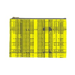 Black Yellow Punk Plaid Cosmetic Bag (large) by SpinnyChairDesigns