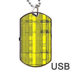 Black Yellow Punk Plaid Dog Tag Usb Flash (one Side)