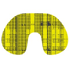 Black Yellow Punk Plaid Travel Neck Pillow by SpinnyChairDesigns