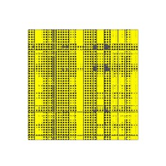 Black Yellow Punk Plaid Satin Bandana Scarf by SpinnyChairDesigns