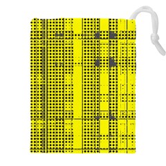 Black Yellow Punk Plaid Drawstring Pouch (4xl) by SpinnyChairDesigns