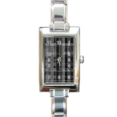 Black Punk Plaid Rectangle Italian Charm Watch by SpinnyChairDesigns