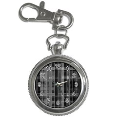 Black Punk Plaid Key Chain Watches by SpinnyChairDesigns