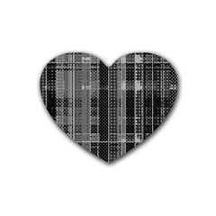 Black Punk Plaid Rubber Coaster (heart)  by SpinnyChairDesigns