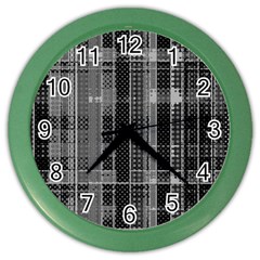 Black Punk Plaid Color Wall Clock by SpinnyChairDesigns