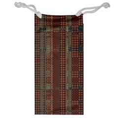 Rust Brown Grunge Plaid Jewelry Bag by SpinnyChairDesigns