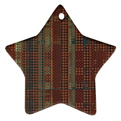 Rust Brown Grunge Plaid Star Ornament (two Sides) by SpinnyChairDesigns