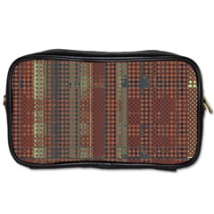 Rust Brown Grunge Plaid Toiletries Bag (two Sides) by SpinnyChairDesigns