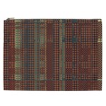 Rust Brown Grunge Plaid Cosmetic Bag (XXL) Front