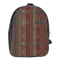 Rust Brown Grunge Plaid School Bag (xl) by SpinnyChairDesigns