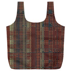 Rust Brown Grunge Plaid Full Print Recycle Bag (xxl) by SpinnyChairDesigns