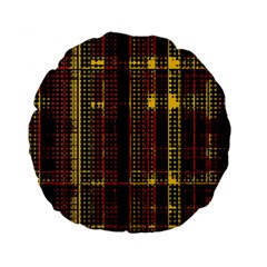 Red Yellow Black Punk Plaid Standard 15  Premium Flano Round Cushions by SpinnyChairDesigns