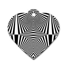 Black And White Stripes Dog Tag Heart (two Sides) by SpinnyChairDesigns