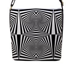 Black And White Stripes Flap Closure Messenger Bag (l) by SpinnyChairDesigns