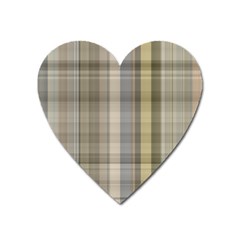 Beige Tan Madras Plaid Heart Magnet by SpinnyChairDesigns