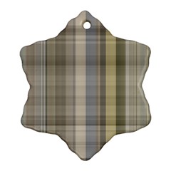 Beige Tan Madras Plaid Snowflake Ornament (two Sides) by SpinnyChairDesigns