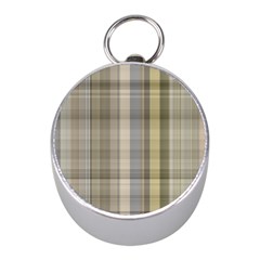 Beige Tan Madras Plaid Mini Silver Compasses by SpinnyChairDesigns