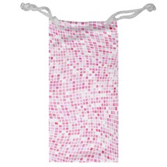 Pink And White Checkered Jewelry Bag by SpinnyChairDesigns