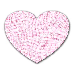 Pink And White Checkered Heart Mousepads by SpinnyChairDesigns