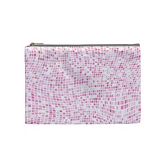 Pink And White Checkered Cosmetic Bag (medium) by SpinnyChairDesigns