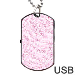 Pink And White Checkered Dog Tag Usb Flash (two Sides) by SpinnyChairDesigns
