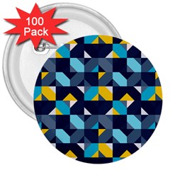Geometric Hypnotic Shapes 3  Buttons (100 Pack)  by tmsartbazaar