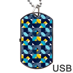 Geometric Hypnotic Shapes Dog Tag Usb Flash (one Side) by tmsartbazaar