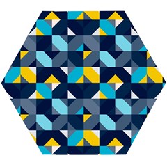 Geometric Hypnotic Shapes Wooden Puzzle Hexagon by tmsartbazaar