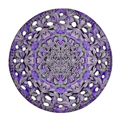 Floral Wreaths In The Beautiful Nature Mandala Round Filigree Ornament (two Sides)