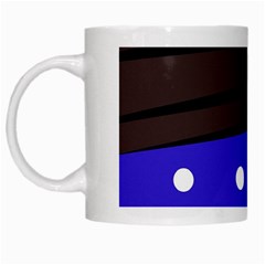 Mixed Polka Dots And Lines Pattern, Blue, Red, Brown White Mugs by Casemiro