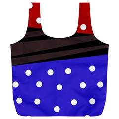 Mixed-lines-dots Black-bg Full Print Recycle Bag (xxl) by Casemiro