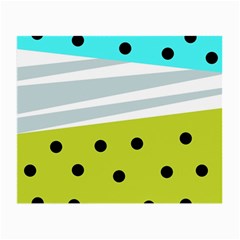 Mixed Polka Dots And Lines Pattern, Blue, Yellow, Silver, White Colors Small Glasses Cloth (2 Sides) by Casemiro