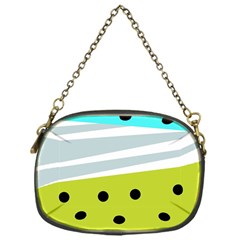 Mixed Polka Dots And Lines Pattern, Blue, Yellow, Silver, White Colors Chain Purse (one Side) by Casemiro