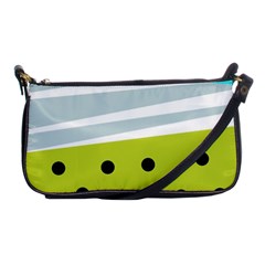 Mixed Polka Dots And Lines Pattern, Blue, Yellow, Silver, White Colors Shoulder Clutch Bag by Casemiro