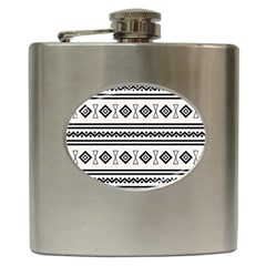 Black And White Aztec Hip Flask (6 Oz) by tmsartbazaar