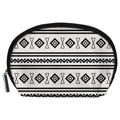 Black And White Aztec Accessory Pouch (large) by tmsartbazaar