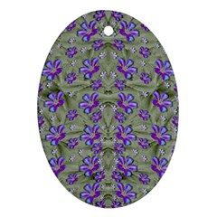 Flowers Everywhere And Anywhere In A Collage Oval Ornament (two Sides) by pepitasart