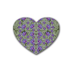 Flowers Everywhere And Anywhere In A Collage Rubber Coaster (heart) 