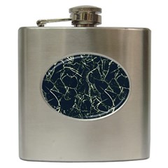 Neon Silhouette Leaves Print Pattern Hip Flask (6 Oz)