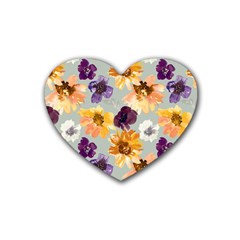 Floral Beauty Rubber Coaster (heart) 