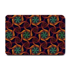 Teal Orange Burgundy Mandala Pattern Small Doormat  by Graphika