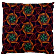 Teal Orange Burgundy Mandala Pattern Large Cushion Case (two Sides) by Graphika