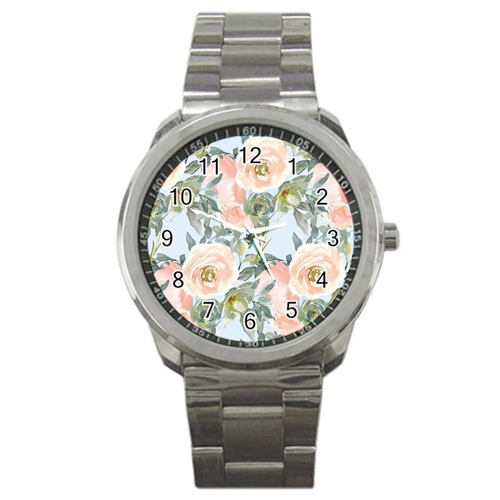 Pink Old Fashioned Roses Sport Metal Watch