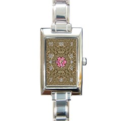 Earth Can Be A Beautiful Flower In The Universe Rectangle Italian Charm Watch by pepitasart