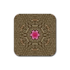 Earth Can Be A Beautiful Flower In The Universe Rubber Coaster (square)  by pepitasart