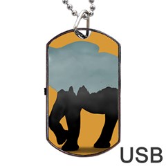Illustrations Sketch Elephant Wallpaper Dog Tag Usb Flash (two Sides) by HermanTelo