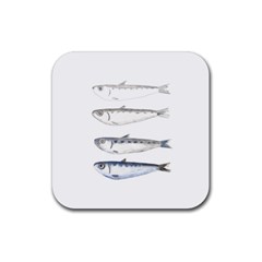 Pencil Fish Sardine Drawing Rubber Coaster (square)  by HermanTelo