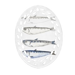 Pencil Fish Sardine Drawing Oval Filigree Ornament (two Sides) by HermanTelo